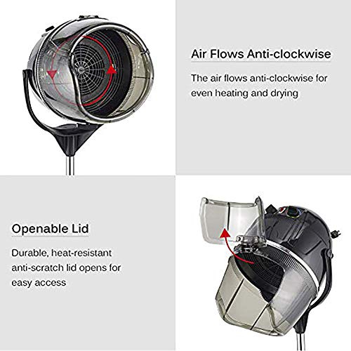 YWJH Campana Casco Secador de Pelo, Secador de Peluqueria con Capucha y Tripode, Ajustable Profesional Peluquería Herramienta de Peinad