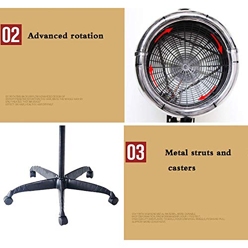 YWJH Campana Casco Secador de Pelo, Secador de Peluqueria con Capucha y Tripode, Ajustable Profesional Peluquería Herramienta de Peinad