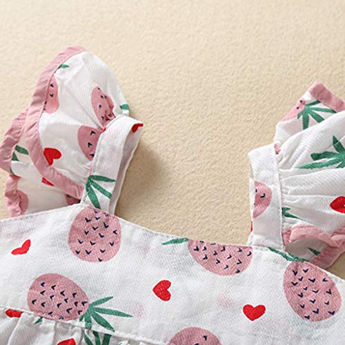 YWLINK Mono NiñO Verano Conjuntos NiñA Sin Mangas Camisola Volante Ruffle Estampado De PiñA Traje De Rastreo+Sombrero Moda Casual Lindo Ropa De Bebe Regalo del DíA De Miembro(Blanco,12-18 meses/90)