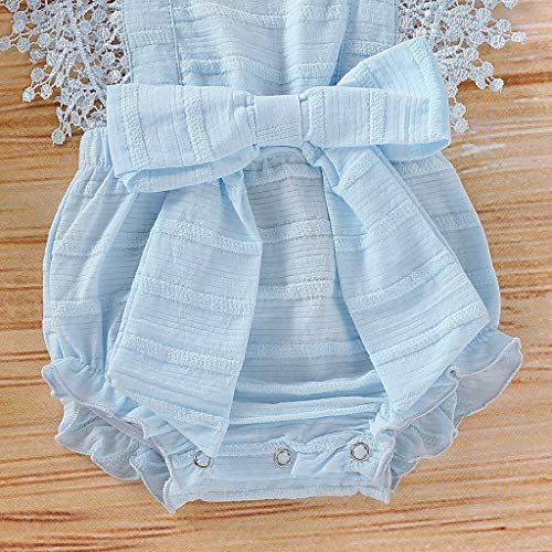 YWLINK Sin Mangas ReciéN Nacido Bebé NiñA NiñO SóLido Encaje Arco Mameluco Ropa Trajes Blanco, Amarillo, Azul, Rosa 0-18 Meses Bautismo De NiñOs Regalo De CumpleañOs