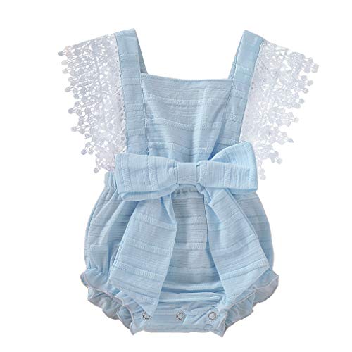 YWLINK Sin Mangas ReciéN Nacido Bebé NiñA NiñO SóLido Encaje Arco Mameluco Ropa Trajes Blanco, Amarillo, Azul, Rosa 0-18 Meses Bautismo De NiñOs Regalo De CumpleañOs
