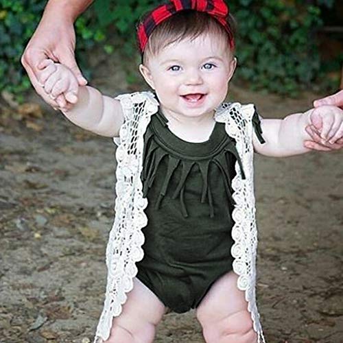 YWLINK Verano Mezcla De AlgodóN Bebé ReciéN Nacido Bebé Mameluco Sin Mangas Color SóLido Borlas Traje Romper Fiesta Junto Al Mar Elegante Y Dulce Rojo, Amarillo,Verde,Gris,Negro6 Meses - 4 AñOs