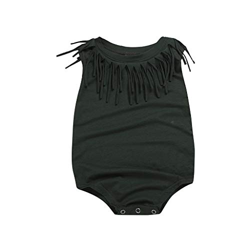 YWLINK Verano Mezcla De AlgodóN Bebé ReciéN Nacido Bebé Mameluco Sin Mangas Color SóLido Borlas Traje Romper Fiesta Junto Al Mar Elegante Y Dulce Rojo, Amarillo,Verde,Gris,Negro6 Meses - 4 AñOs