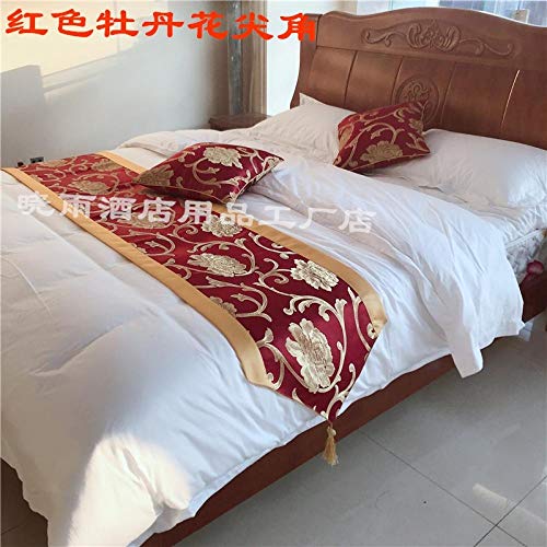 YYSWIM Camino de Cama Star Hotel Simple Moderno Jacquard Home Table Flag Bandera de Cama Modelo de Estilo mediterráneo Cama y Cama Toalla de Cama Flores de peonía Esquina Afilada-Phnom Penh-S38-J78