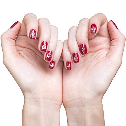 yyuezhi Navidad Nail Art Stamp Plates Estampado de Uñas Plantillas Nail Art Plantilla De Estampado De Uñas Rectangular Navidad Nail Image Stamping Estampado de Uñas de Navidad de Metal 4 Piezas