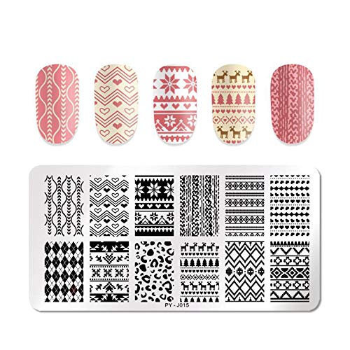 yyuezhi Navidad Nail Art Stamp Plates Estampado de Uñas Plantillas Nail Art Plantilla De Estampado De Uñas Rectangular Navidad Nail Image Stamping Estampado de Uñas de Navidad de Metal 4 Piezas