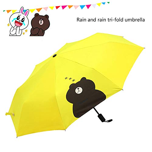 YYXDP paraguas femenino pequeño fresco lluvia soleada doble uso hombres y mujeres paraguas de tres pliegues, amarillo (Amarillo) - HNSA-4666