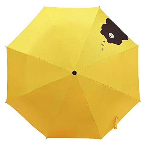 YYXDP paraguas femenino pequeño fresco lluvia soleada doble uso hombres y mujeres paraguas de tres pliegues, amarillo (Amarillo) - HNSA-4666