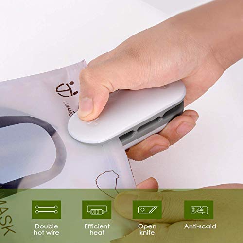 Z-YQL Mini sellador de bolsas 2 en 1, sellador de calor y cortador de mano portátil para bolsas de plástico, almacenamiento de alimentos, snacks, bolsas frescas (batería no incluida)
