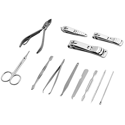 Zacro Atención Personal de Acero Inoxidable Cortauñas Manicura Pedicura Ear Pick Set 12 en 1