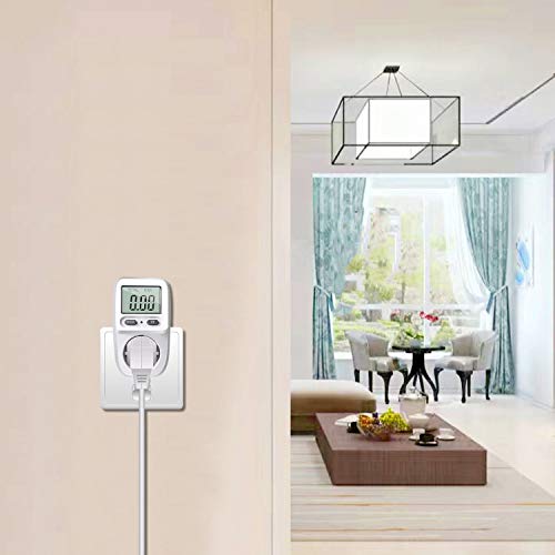 Zaeel Medidor de consumo de corriente del medidor de energía, medidor de consumo de energía eléctrica con pantalla LCD, protección contra sobrecarga, medidor de costo de energía, potencia máxima 3680W