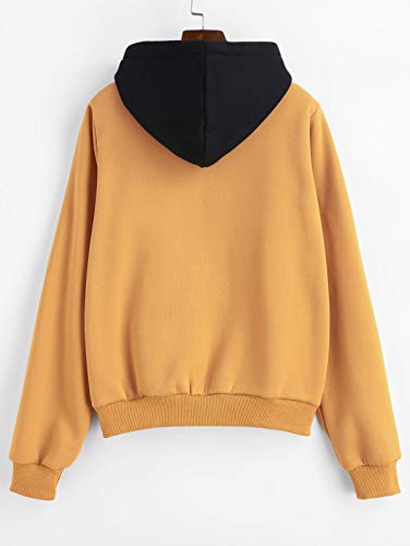 ZAFUL Sudaderas con Capucha Pullover para Mujer 2019 (Amarillo, L (EU.40))