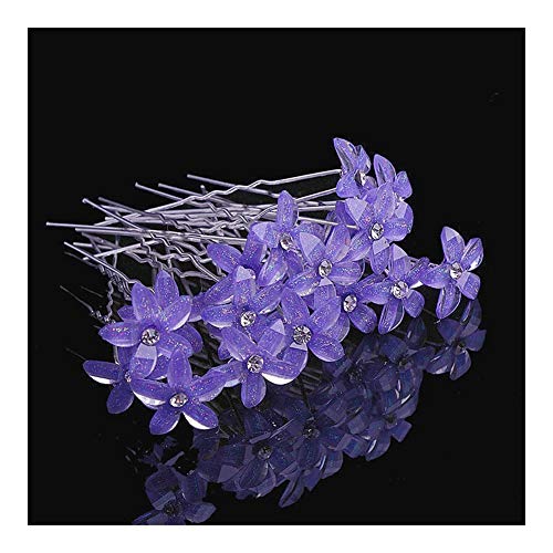 ZAJ 10pcs / Lot Clip de la Flor del Rhinestone cristalino de la Horquilla de Pelo de Las Mujeres de la Boda del Tocado de la joyería Nupcial Accesorios for el Cabello (Color : Purple)
