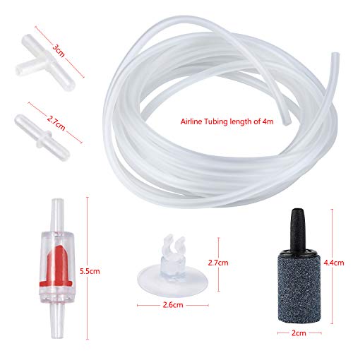 Zaleonline Accesorios de Bomba de Aire para Acuario 4 Metro Tubo de línea aérea estándar Válvula de Retención Clips de Ventosa y Conectores Piedras de Aire