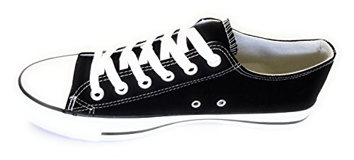 Zapatillas Canvas de Lona Unisex, Negro Blanco, 43 EU