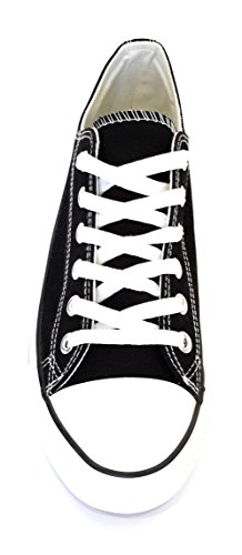 Zapatillas Canvas de Lona Unisex, Negro Blanco, 43 EU