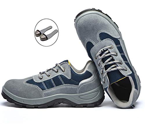 Zapatillas con Puntera De Acero para Hombre Zapatillas De Seguridad Tira Reflectante Sra Zapatillas De Trabajo Antideslizantes Y Resistentes Al Acero Zapatillas De Trabajo De Entresuela,40