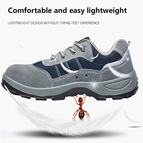 Zapatillas con Puntera De Acero para Hombre Zapatillas De Seguridad Tira Reflectante Sra Zapatillas De Trabajo Antideslizantes Y Resistentes Al Acero Zapatillas De Trabajo De Entresuela,40