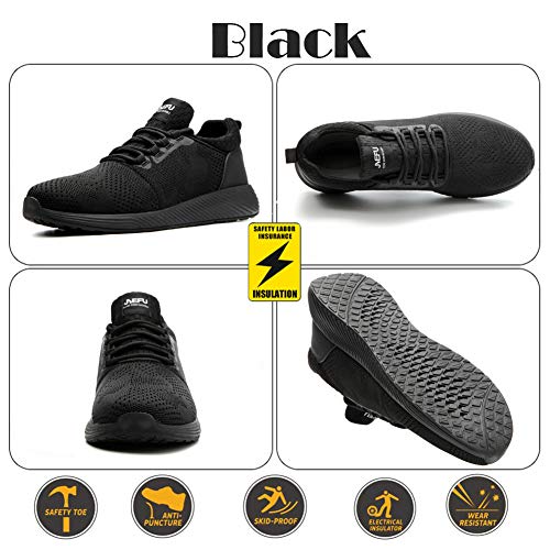 Zapatillas de Seguridad Hombres Hembra, Zapatos de Trabajo con Punta de Acero Ultra Liviano Suave y cómodo Industriales Transpirable