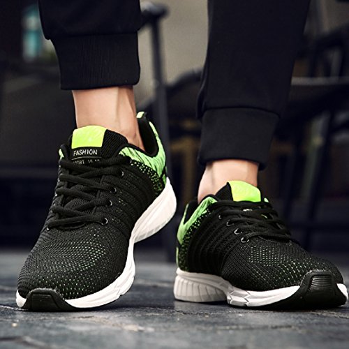 Zapatillas Running para Hombre Aire Libre y Deporte Transpirables Casual Zapatos Gimnasio Correr Sneakers Verde 42