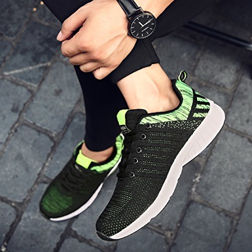 Zapatillas Running para Hombre Aire Libre y Deporte Transpirables Casual Zapatos Gimnasio Correr Sneakers Verde 44