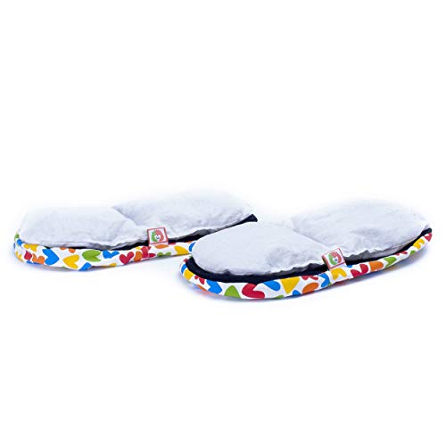 Zapatillas Térmicas de Semillas - Pantuflas Calientapiés Calentar en Microondas (Talla Única) - Bolsa de Calor para Pies Fríos con Funda Lavable, Tela de Algodón 100% y Olor a Lavanda (Corazones)