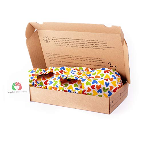 Zapatillas Térmicas de Semillas - Pantuflas Calientapiés Calentar en Microondas (Talla Única) - Bolsa de Calor para Pies Fríos con Funda Lavable, Tela de Algodón 100% y Olor a Lavanda (Corazones)