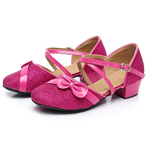 Zapatos de Fiesta de Tango Latino Tacon para Niñas Primavera Verano 2019 PAOLIAN Calzado Bailarina Princesa Chicas Sandalias Ballet Vestir Boda Zapatillas Danza Cuero Lentejuelas EU 24-35