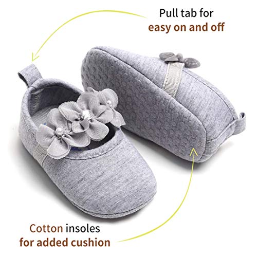 Zapatos de Niña con Diadema Regalo Set Bautizo Lovely Algodón Flor Suave Suela Zapatillas Antideslizantes Zapatos de Princesa