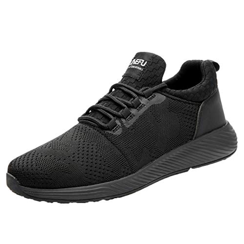 Zapatos de Seguridad para Hombre Trabajo con Punta de Acero, Zapatillas Deportivas al Aire Libre Moda Resistentes Deslizamiento Ligeras y Transpirables Suela Blanda Negro Yvelands(48)