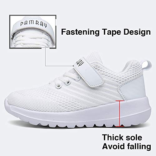 Zapatos Deportivos Infantil Zapatillas Running Niño Sneakers Gimnasia Al Aire Muchachas Calzado Atletismo Ligero Respirable Niña Unisex Blanco-A 28