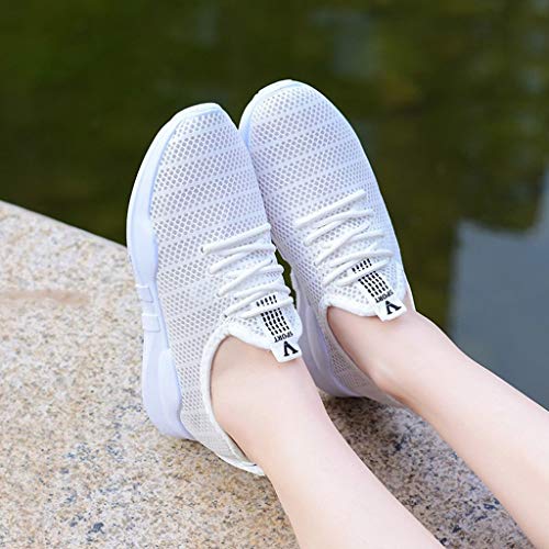 Zapatos Mujer Deportivos,VECDY2019 Moda Zapatillas Deportivas Antideslizantes Ligero para Mujer Casual Zapatillas Suaves para Correr Malla Respirable Vintage Zapatos De Polaco(Blanco,36-40)