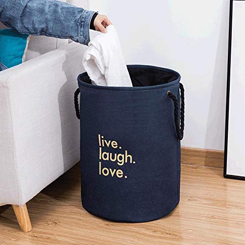 zawq Canasta de lavandería Clasificador de Almacenamiento Cestas de lavandería desplegables Plegables Lino de algodón Redondo Impermeable para dormitorios, baños, Juguetes y Suciedad