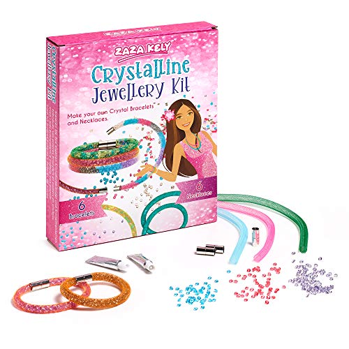 ZAZA KELY Kit de Hacer Joyería para Niñas. Crea tus Pulseras y Collares Multicolores. Confeccione ya su Propia Joyería con el Kit de Manualidades Niña en Edades de 6 7 8 9 10 11 12 13 Años.