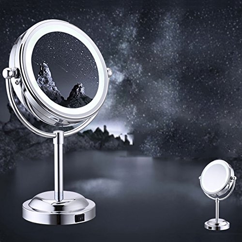 ZB Espejo De Maquillaje Minimalista Moderno Iluminador LED De Doble Cara Europeo Rotación De 360 ​​Grados Lupa 10x For Cosméticos Cuidado De La Piel Afeitado Viajes