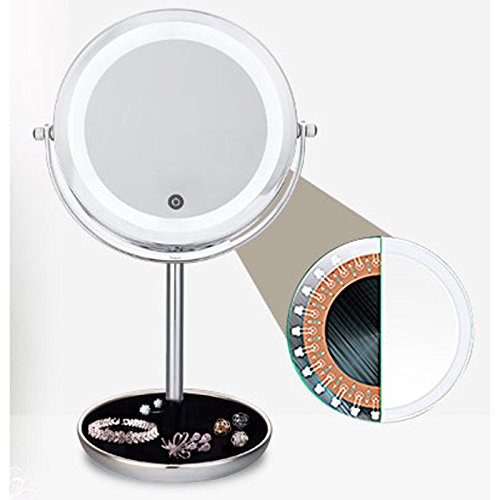 ZB Espejo De Maquillaje Minimalista Moderno Luz LED Europea De Doble Cara Rotación De 360 ​​Grados 5X Lupa Cosméticos Cuidado De La Piel Afeitado Espejo De Viaje