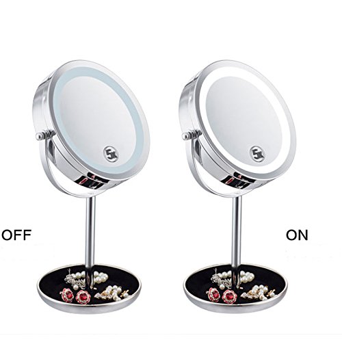ZB Espejo De Maquillaje Minimalista Moderno Luz LED Europea De Doble Cara Rotación De 360 ​​Grados 5X Lupa Cosméticos Cuidado De La Piel Afeitado Espejo De Viaje