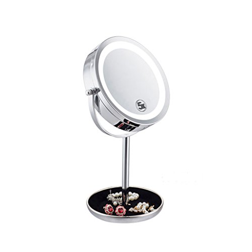 ZB Espejo De Maquillaje Minimalista Moderno Luz LED Europea De Doble Cara Rotación De 360 ​​Grados 5X Lupa Cosméticos Cuidado De La Piel Afeitado Espejo De Viaje