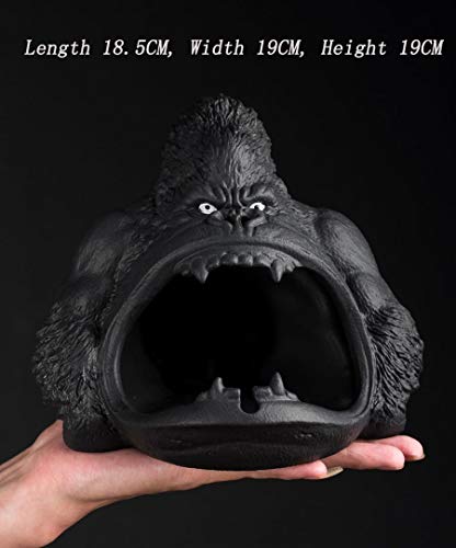 ZCCGRASS Ceniceros de Cigarrillos de cerámica creativos Hechos a Mano Cenicero de Gorila Negro Cenicero de Interior Decoración de la Oficina en el hogar Bandeja de Ceniza para Fumar de Escritorio