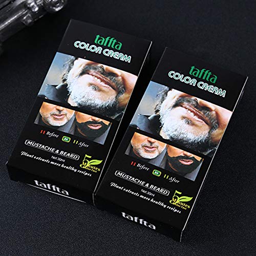 Zehui Crema de Tinte para Bigote y Barba de los Hombres, Crema Tinte para Barba Negra y Color Natural con 1 par de Guantes Desechables, Belleza de los Hombres, Herramienta de Bigote y Barba Negro A
