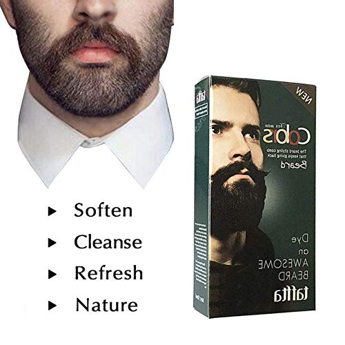 Zehui Crema de Tinte para Bigote y Barba de los Hombres, Crema Tinte para Barba Negra y Color Natural con 1 par de Guantes Desechables, Belleza de los Hombres, Herramienta de Bigote y Barba Negro A