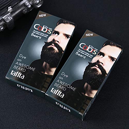 Zehui Crema de Tinte para Bigote y Barba de los Hombres, Crema Tinte para Barba Negra y Color Natural con 1 par de Guantes Desechables, Belleza de los Hombres, Herramienta de Bigote y Barba Negro A