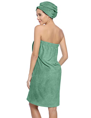 Zexxxy - Toalla para mujer para spa, ducha, tamaño ajustable, con urbano, talla XX-Large, verde claro