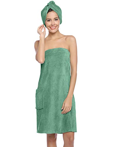 Zexxxy - Toalla para mujer para spa, ducha, tamaño ajustable, con urbano, talla XX-Large, verde claro