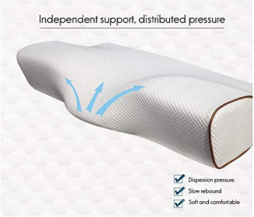 ZFLL Almohada Almohada de Soporte ergonómica con Forma de alas de Mariposa Almohada de pestañas de extensión de pestañas de Espuma de Memoria del sueño para aliviar el Dolor, Blanco, 60x30x11x7cm