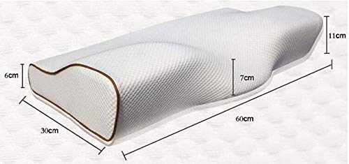 ZFLL Almohada Almohada de Soporte ergonómica con Forma de alas de Mariposa Almohada de pestañas de extensión de pestañas de Espuma de Memoria del sueño para aliviar el Dolor, Blanco, 60x30x11x7cm