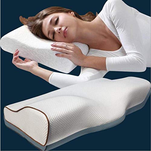 ZFLL Almohada Almohada de Soporte ergonómica con Forma de alas de Mariposa Almohada de pestañas de extensión de pestañas de Espuma de Memoria del sueño para aliviar el Dolor, Blanco, 60x30x11x7cm