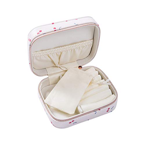 ZFLL Organizador cosmético Jewelry Box Organizer Display Storage Leather Multi-Function Necklace Earring Ring Box for,White