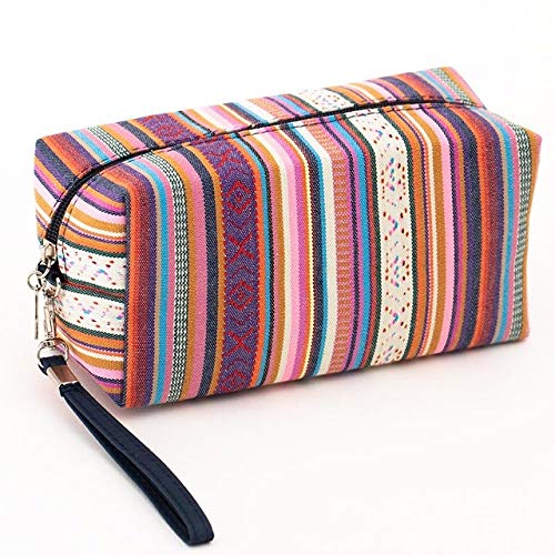 ZFLL Organizador cosmético Women Vintage Cosmetic Bag Cotton Retro Makeup Bag Beauty Organizer Travel Pouch,Peach