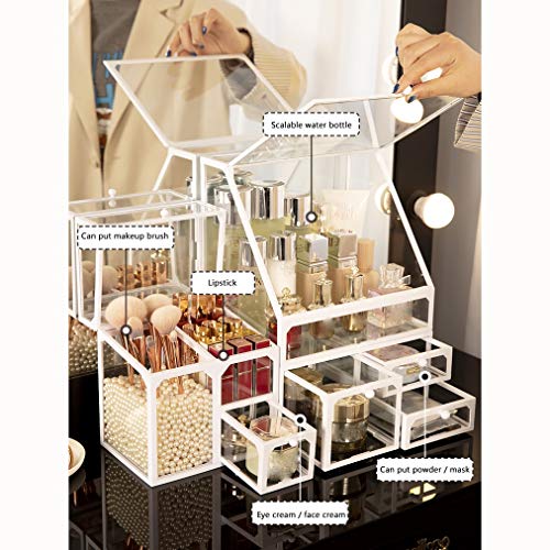 Zhao Li Titular de Cepillo del Maquillaje Organizador cosmético for encimeras de tocadores de Maquillaje a Prueba de Polvo de Gran Capacidad de Almacenamiento de Material de Cristal
